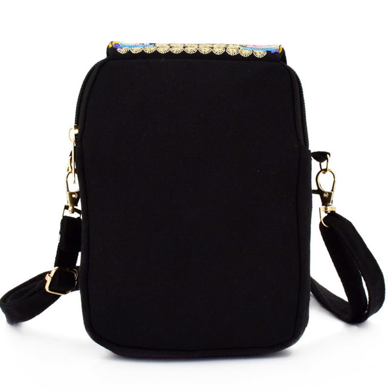 Nimara Ritual Inula Flower Peony Embroidery Canvas Shopping Purse Handbag Crossbody Bag