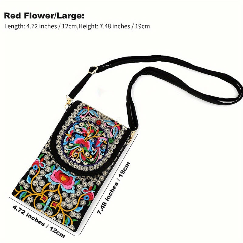 Nimara Ritual Inula Flower Rose Embroidery Canvas Backpack Crossbody Bag
