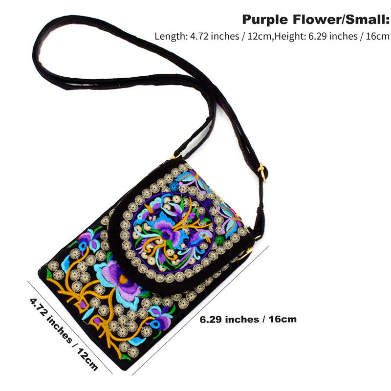 Nimara Ritual Inula Flower Rose Embroidery Canvas Backpack Crossbody Bag