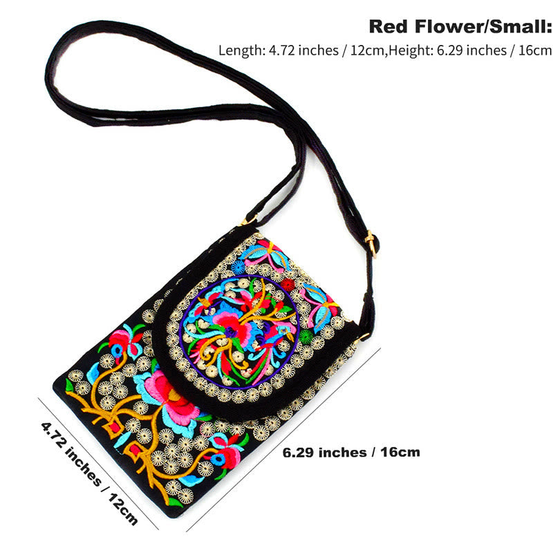 Nimara Ritual Inula Flower Rose Embroidery Canvas Backpack Crossbody Bag