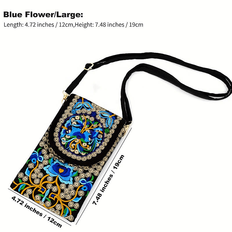 Nimara Ritual Inula Flower Rose Embroidery Canvas Backpack Crossbody Bag