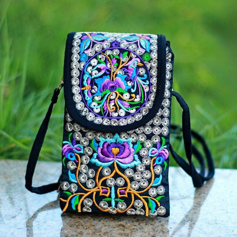 Nimara Ritual Inula Flower Rose Embroidery Canvas Backpack Crossbody Bag