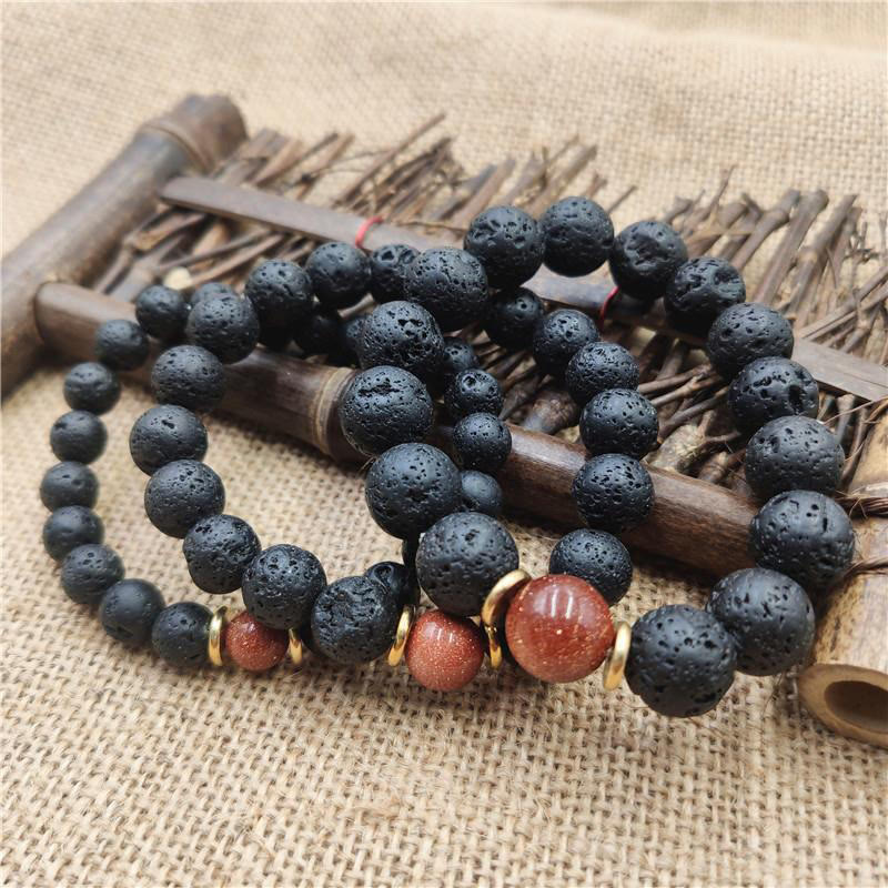 Nimara Ritual Lava Rock Goldstone Blue Sandstone Healing Bracelet