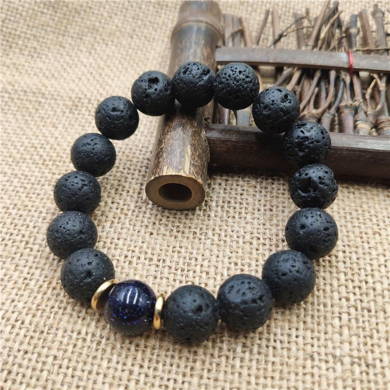 Nimara Ritual Lava Rock Goldstone Blue Sandstone Healing Bracelet