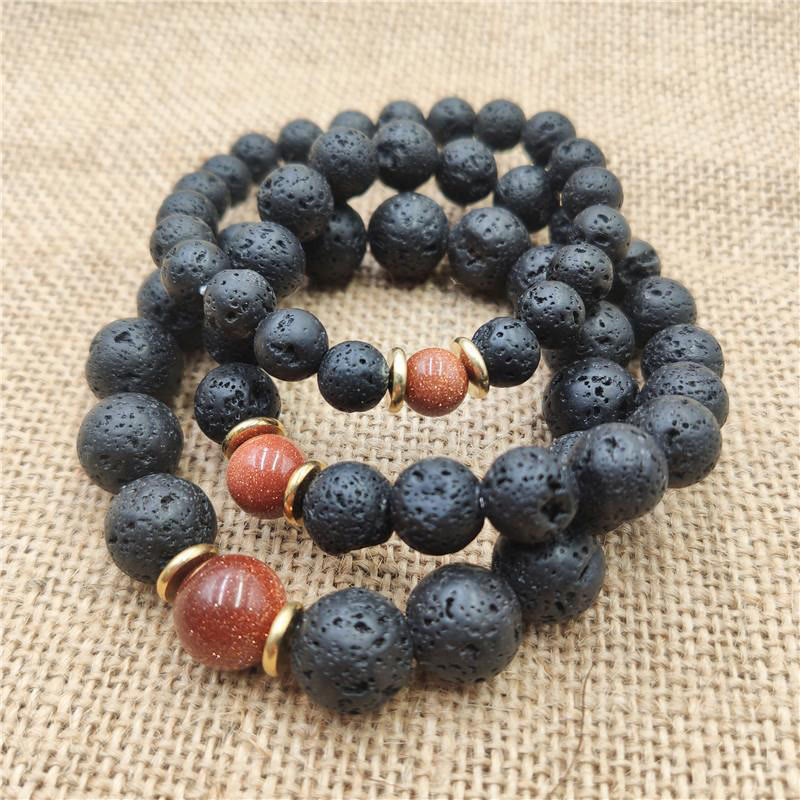 Nimara Ritual Lava Rock Goldstone Blue Sandstone Healing Bracelet