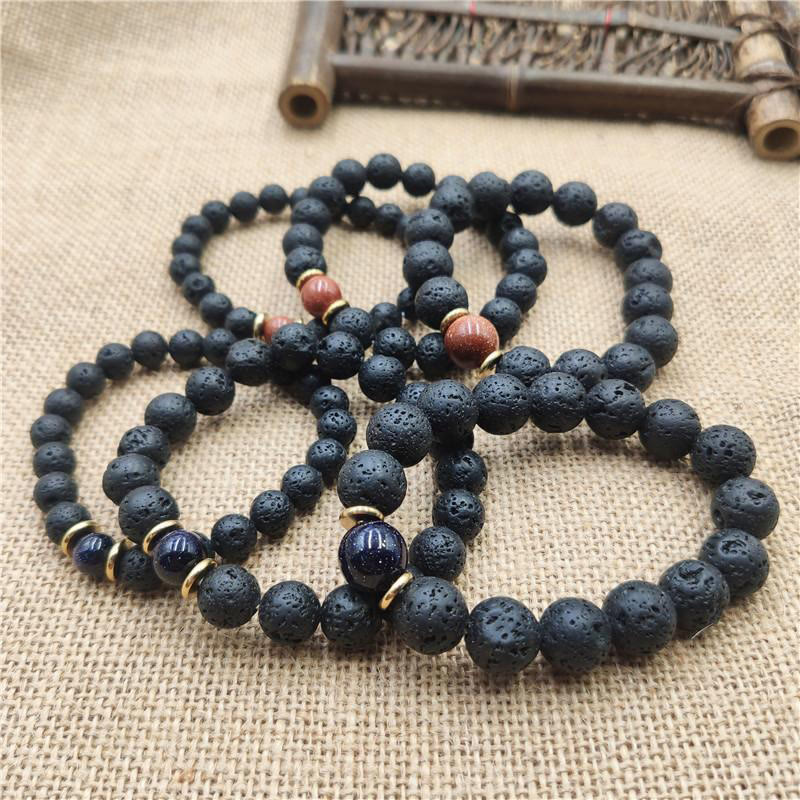 Nimara Ritual Lava Rock Goldstone Blue Sandstone Healing Bracelet