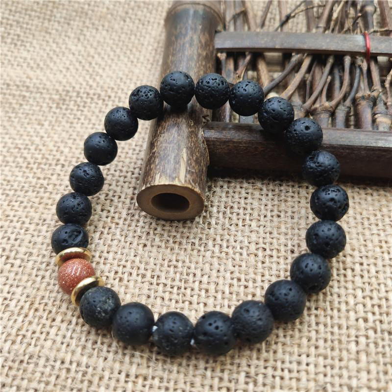Nimara Ritual Lava Rock Goldstone Blue Sandstone Healing Bracelet