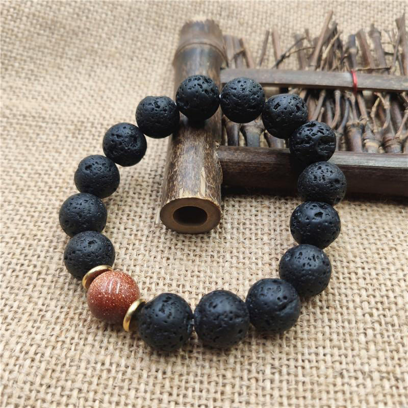 Nimara Ritual Lava Rock Goldstone Blue Sandstone Healing Bracelet