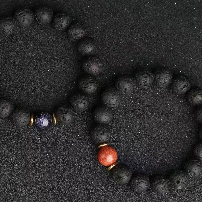 Nimara Ritual Lava Rock Goldstone Blue Sandstone Healing Bracelet