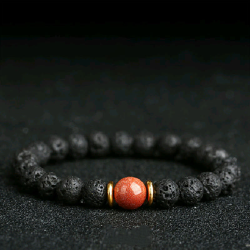 Nimara Ritual Lava Rock Goldstone Blue Sandstone Healing Bracelet