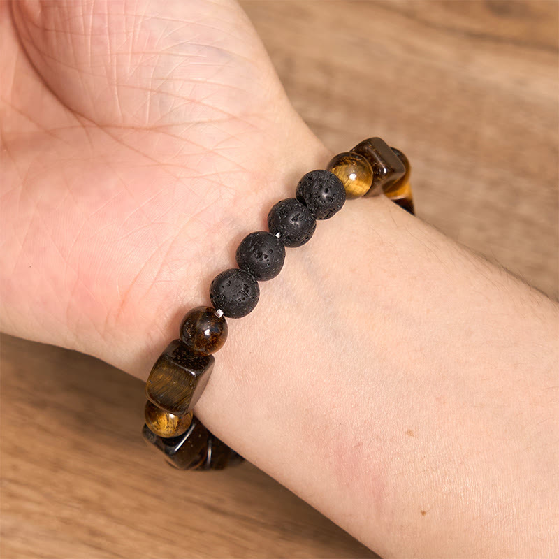 Nimara Ritual Various Crystals Cube Amethyst Lava Rock Support Bracelet