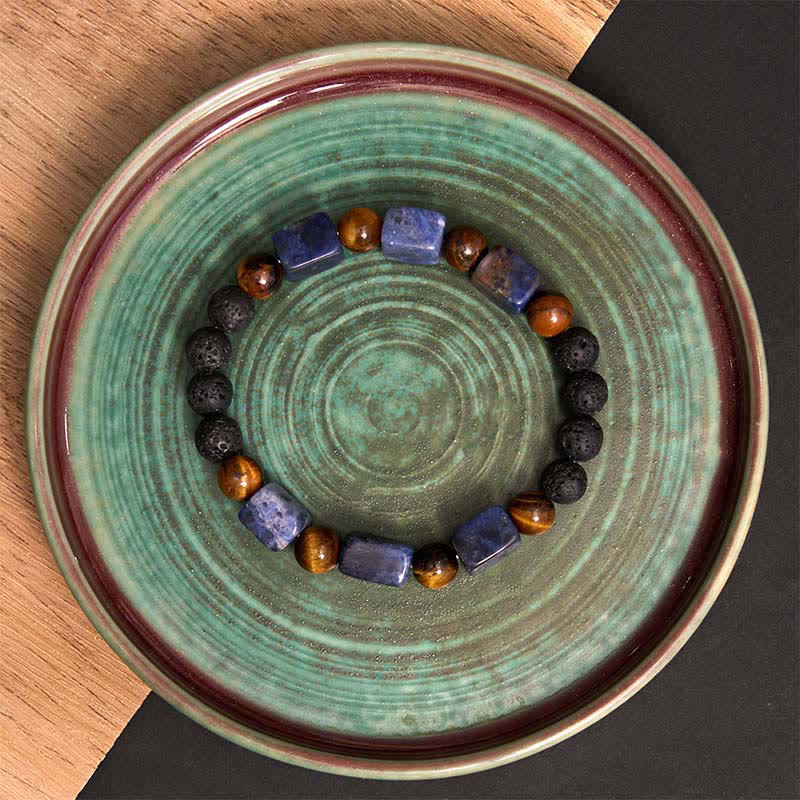 Nimara Ritual Various Crystals Cube Amethyst Lava Rock Support Bracelet