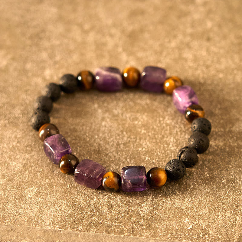 Nimara Ritual Various Crystals Cube Amethyst Lava Rock Support Bracelet