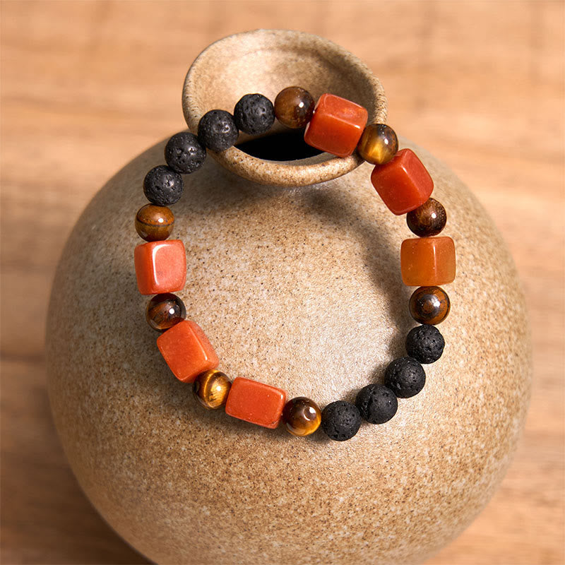 Nimara Ritual Various Crystals Cube Amethyst Lava Rock Support Bracelet