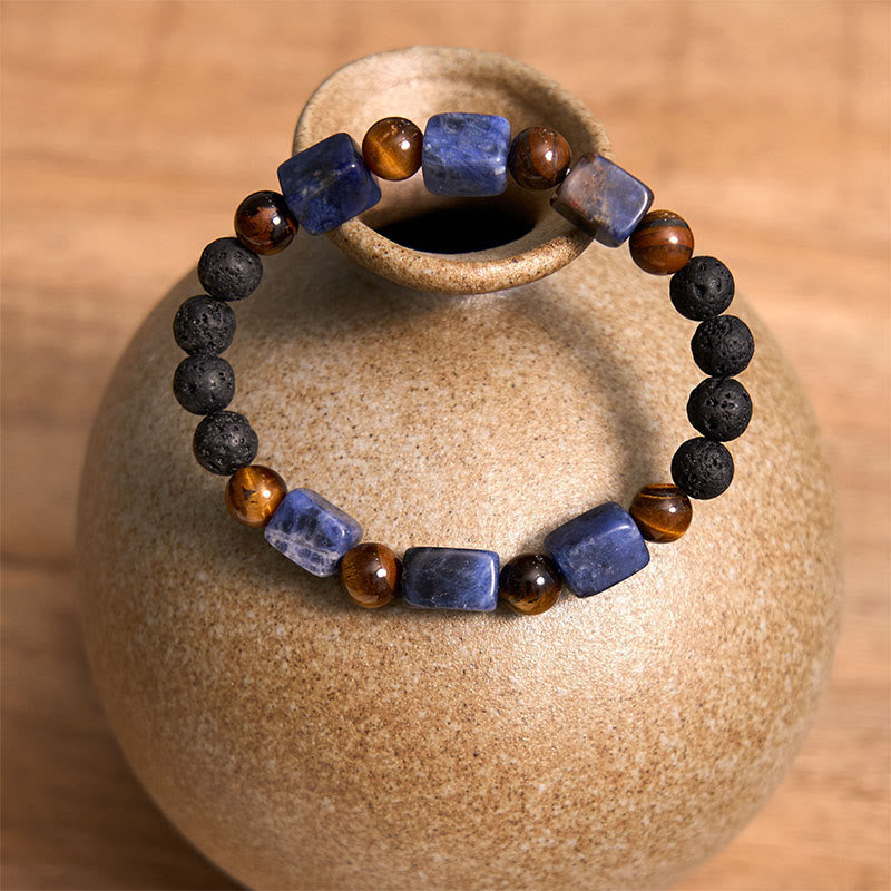Nimara Ritual Various Crystals Cube Amethyst Lava Rock Support Bracelet