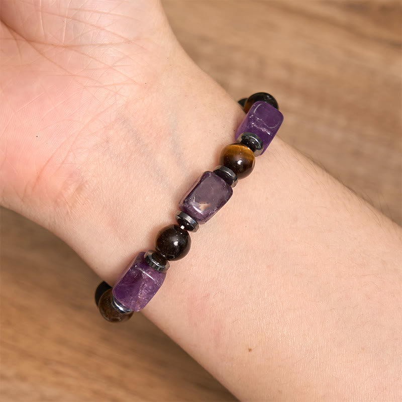 Nimara Ritual Various Crystals Cube Amethyst Lava Rock Support Bracelet