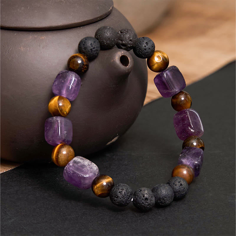 Nimara Ritual Various Crystals Cube Amethyst Lava Rock Support Bracelet