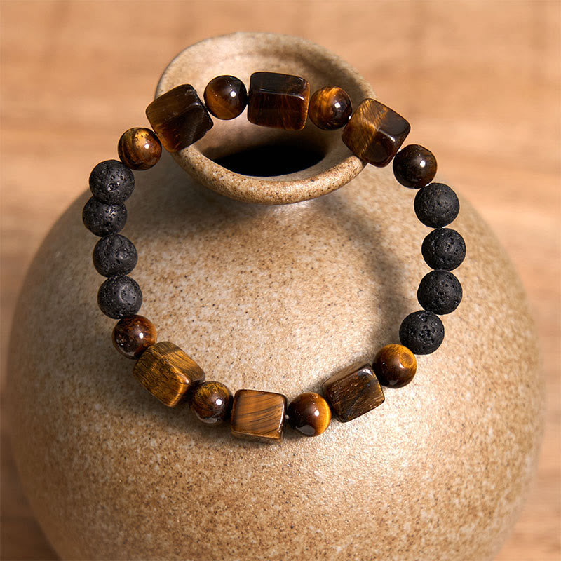 Nimara Ritual Various Crystals Cube Amethyst Lava Rock Support Bracelet