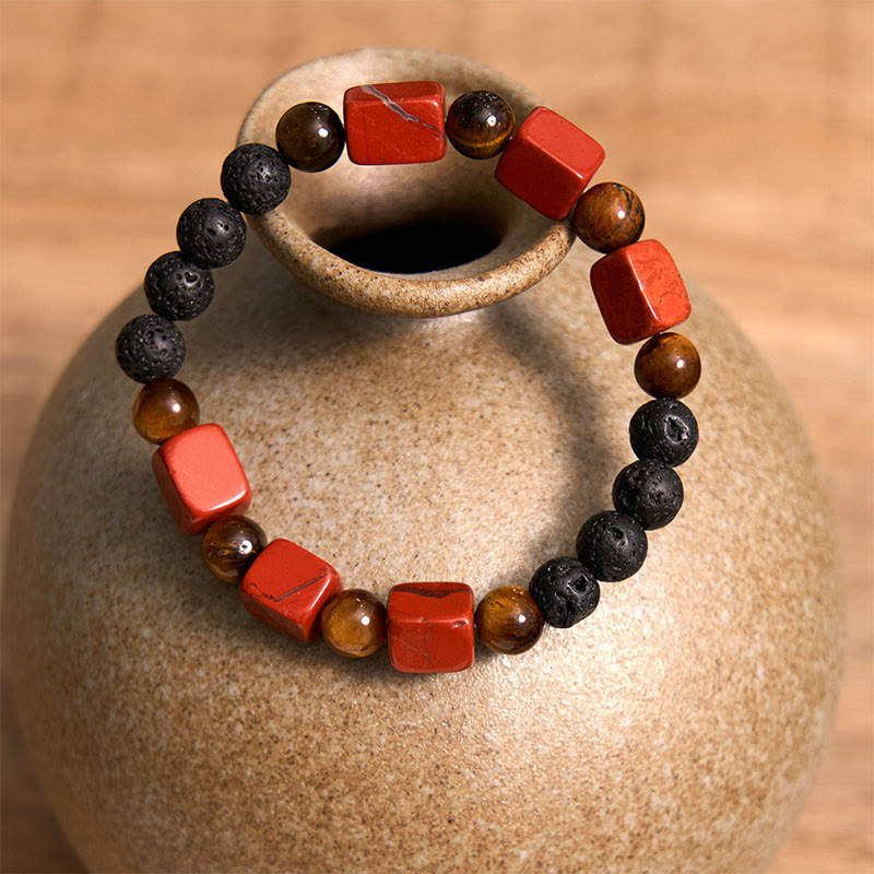 Nimara Ritual Various Crystals Cube Amethyst Lava Rock Support Bracelet
