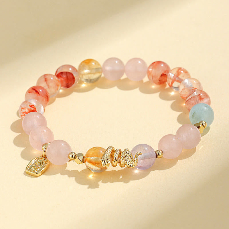 Nimara Ritual Various Crystal Pink Crystal Amethyst Year Of The Snake Lucky Bracelet