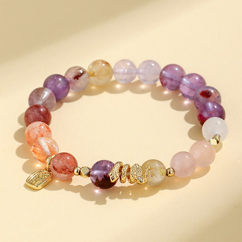 Nimara Ritual Various Crystal Pink Crystal Amethyst Year Of The Snake Lucky Bracelet