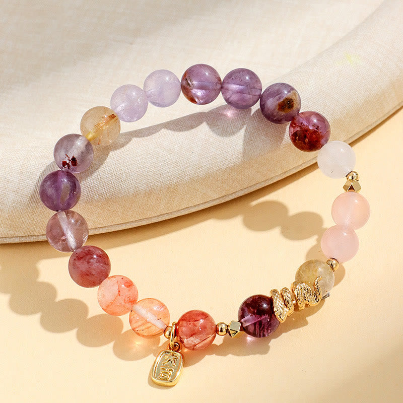 Nimara Ritual Various Crystal Pink Crystal Amethyst Year Of The Snake Lucky Bracelet