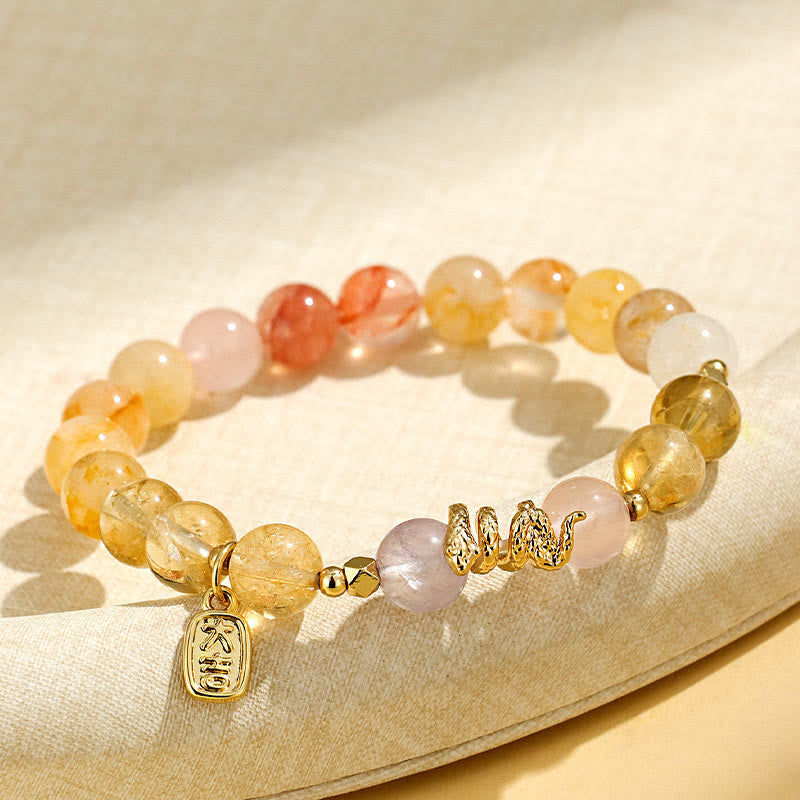 Nimara Ritual Various Crystal Pink Crystal Amethyst Year Of The Snake Lucky Bracelet