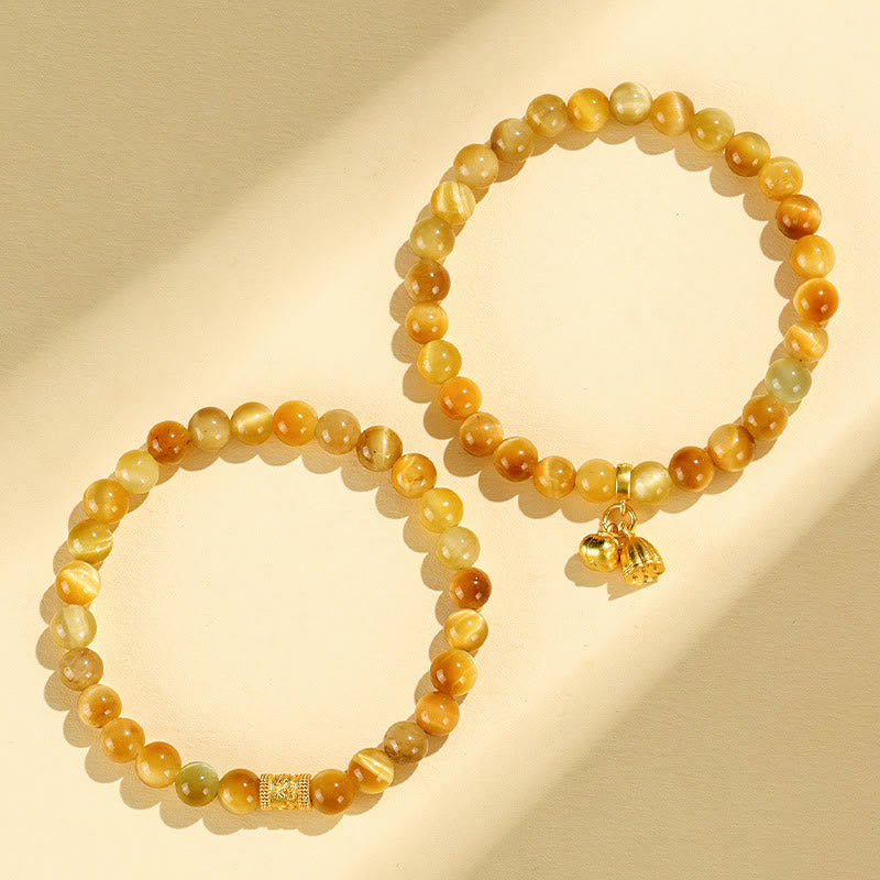 Nimara Ritual Tiger Eye Fu Character Bamboo Koi Fish Lotus Om Mani Padme Hum Protection Bracelet