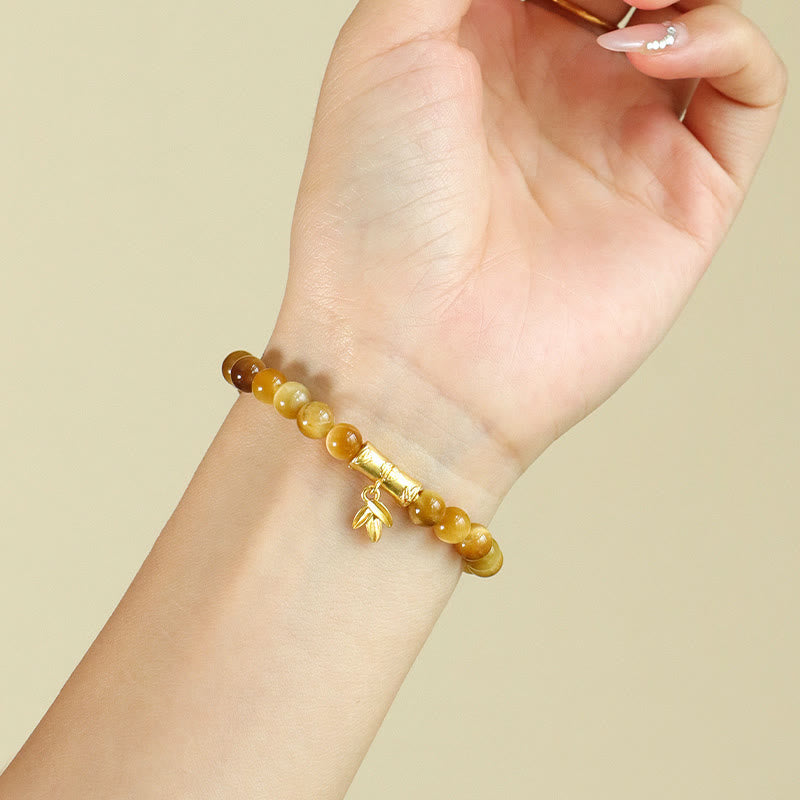Nimara Ritual Tiger Eye Fu Character Bamboo Koi Fish Lotus Om Mani Padme Hum Protection Bracelet