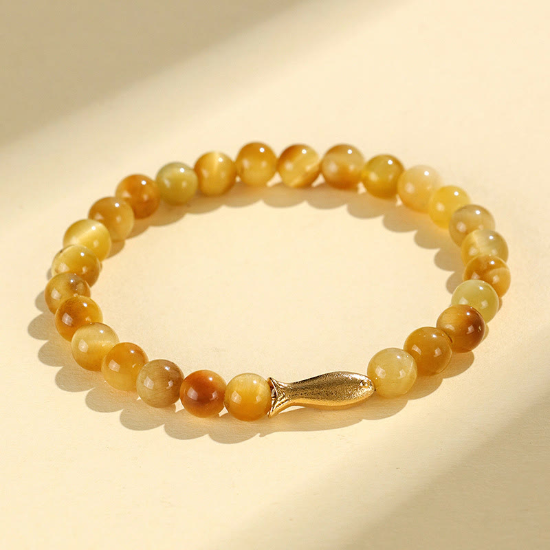 Nimara Ritual Tiger Eye Fu Character Bamboo Koi Fish Lotus Om Mani Padme Hum Protection Bracelet