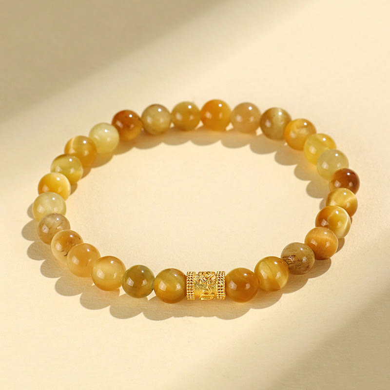 Nimara Ritual Tiger Eye Fu Character Bamboo Koi Fish Lotus Om Mani Padme Hum Protection Bracelet
