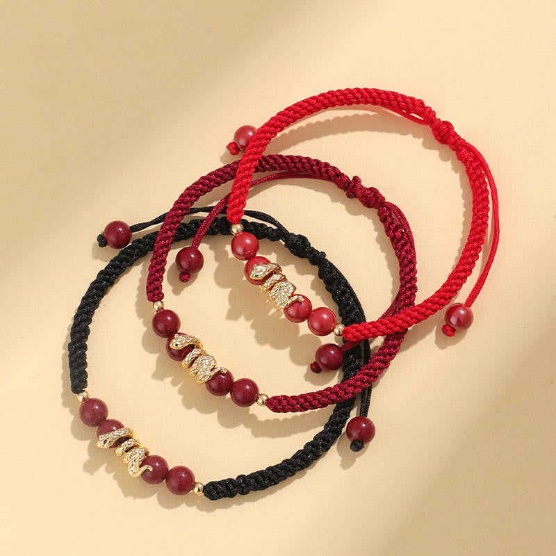 Nimara Ritual Cinnabar Handmade Year Of Snake String Protection Braided Bracelet