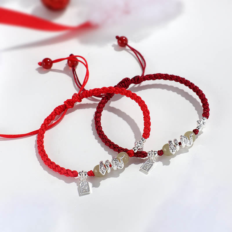 Nimara Ritual Hetian Jade Year of the Snake String Protection Braided Bracelet
