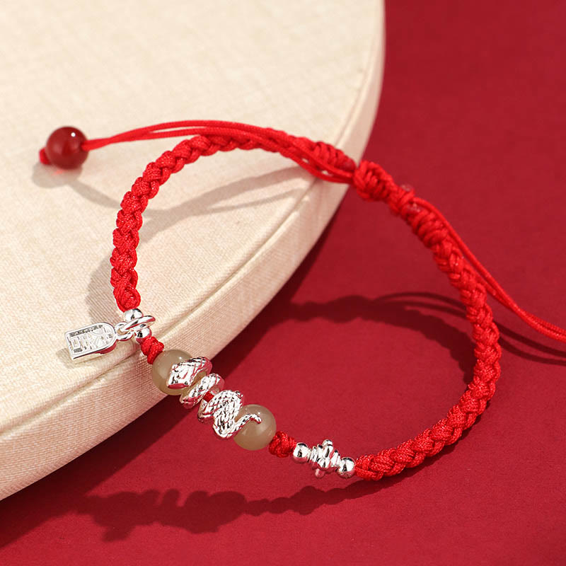 Nimara Ritual Hetian Jade Year of the Snake String Protection Braided Bracelet