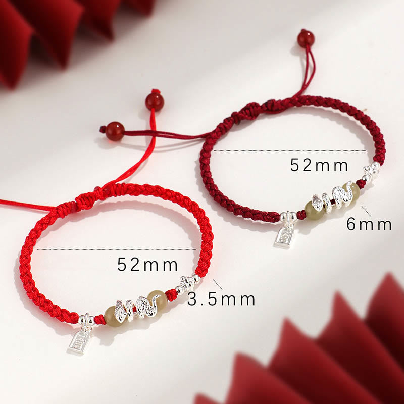 Nimara Ritual Hetian Jade Year of the Snake String Protection Braided Bracelet