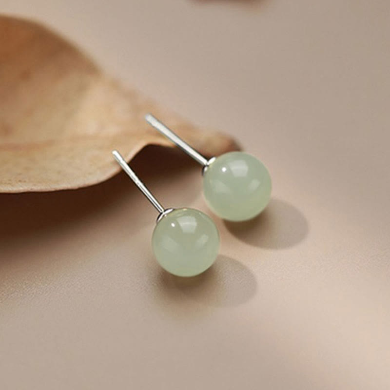 Nimara Ritual Round Jade Beaded Luck Stud Earrings