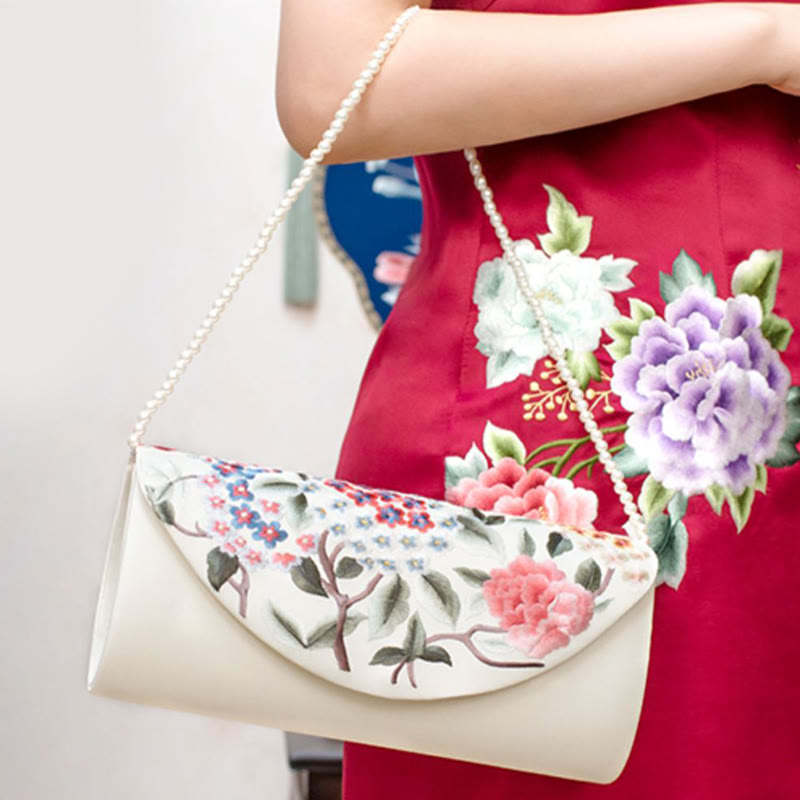 Nimara Ritual Peony Tulip Su Embroidery Wedding Shopping Purse Handbag Crossbody Bag