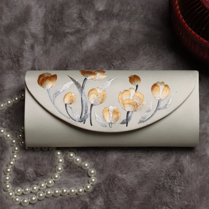 Nimara Ritual Plum Bossom Tulip Su Embroidery Wedding Shopping Purse Handbag Crossbody Bag