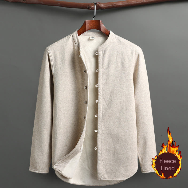 Nimara Ritual Solid Tang Suit Traditional Fleece Lined Uniform Long Sleeve Top Pants Men's Set