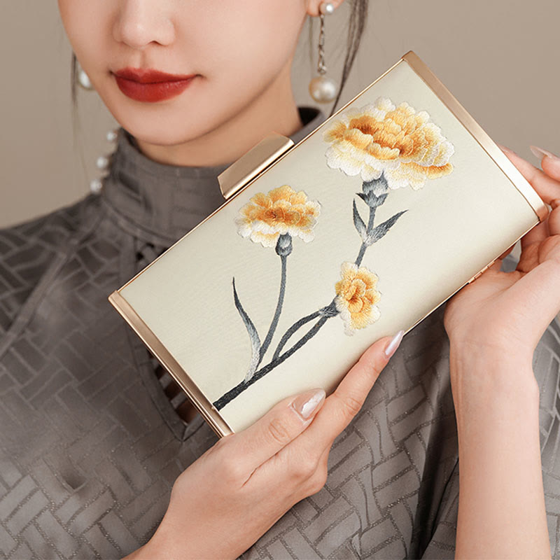 Nimara Ritual Carnation Peony Begonia Su Embroidery Wedding Shopping Purse Handbag Crossbody Bag