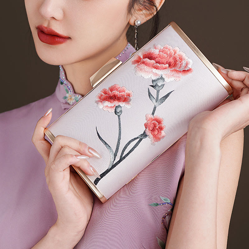 Nimara Ritual Carnation Peony Begonia Su Embroidery Wedding Shopping Purse Handbag Crossbody Bag
