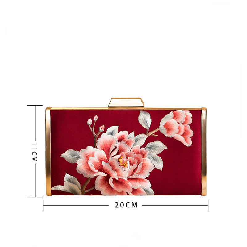 Nimara Ritual Carnation Peony Begonia Su Embroidery Wedding Shopping Purse Handbag Crossbody Bag