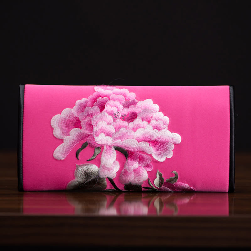 Nimara Ritual Peony Flower Su Embroidery Journey Shopping Long Purse Handbag