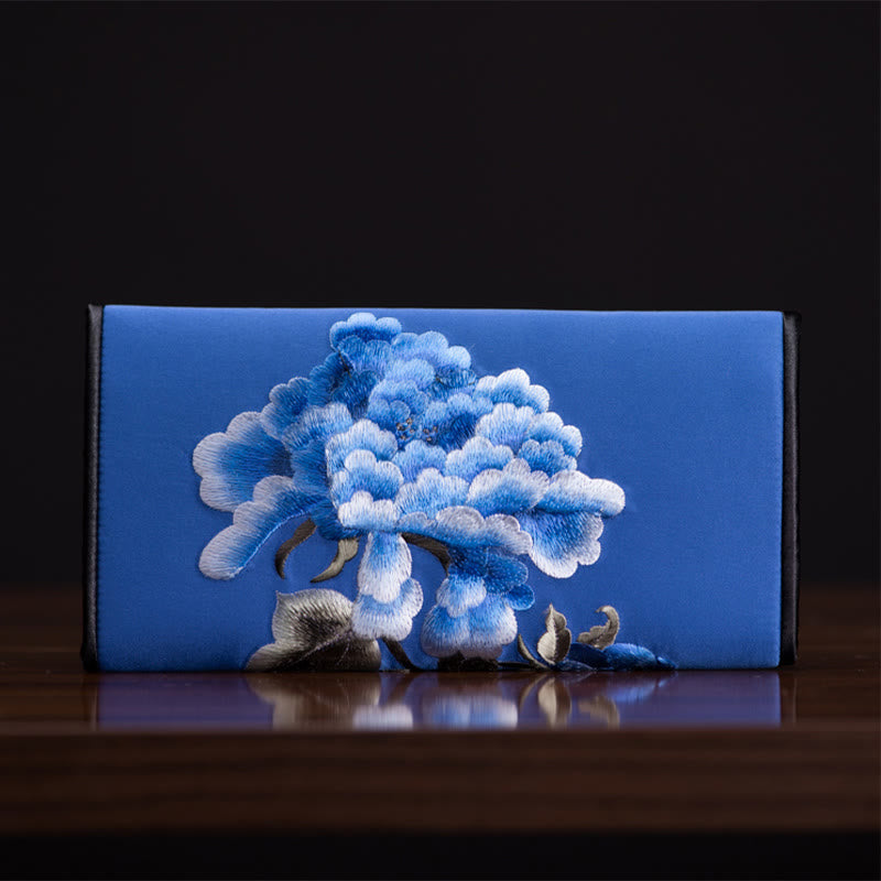 Nimara Ritual Peony Flower Su Embroidery Journey Shopping Long Purse Handbag