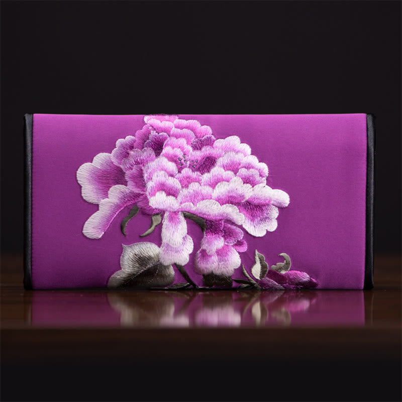 Nimara Ritual Peony Flower Su Embroidery Journey Shopping Long Purse Handbag