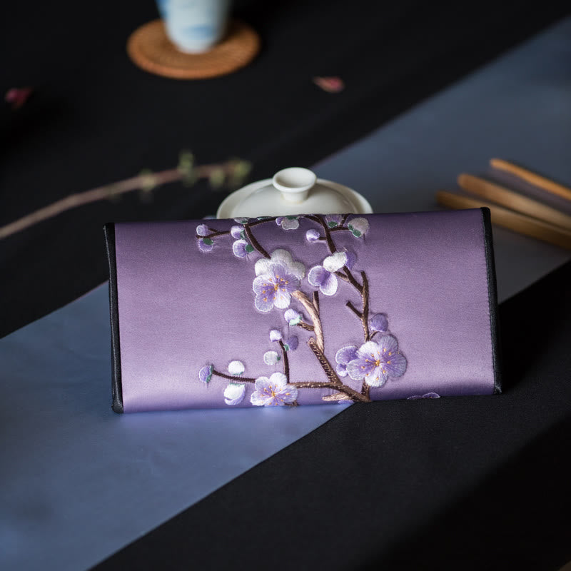 Nimara Ritual Plum Bossom Su Embroidery Journey Shopping Long Purse Handbag