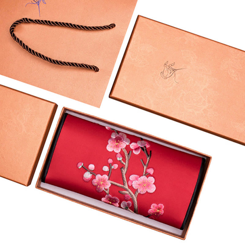 Nimara Ritual Plum Bossom Su Embroidery Journey Shopping Long Purse Handbag
