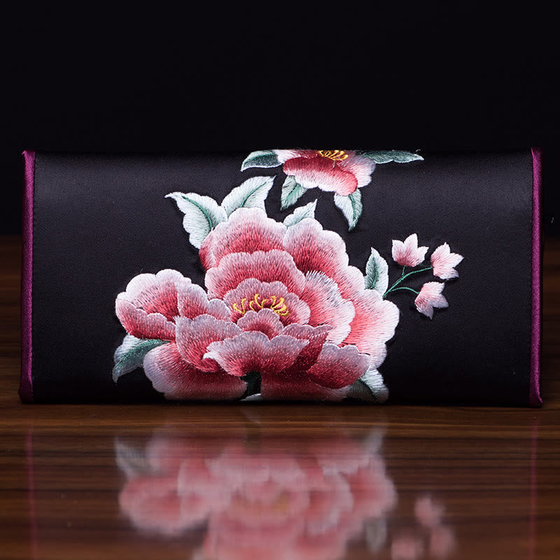 Nimara Ritual Peony Su Embroidery Journey Shopping Long Purse Handbag