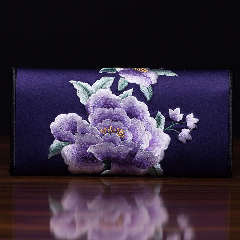 Nimara Ritual Peony Su Embroidery Journey Shopping Long Purse Handbag