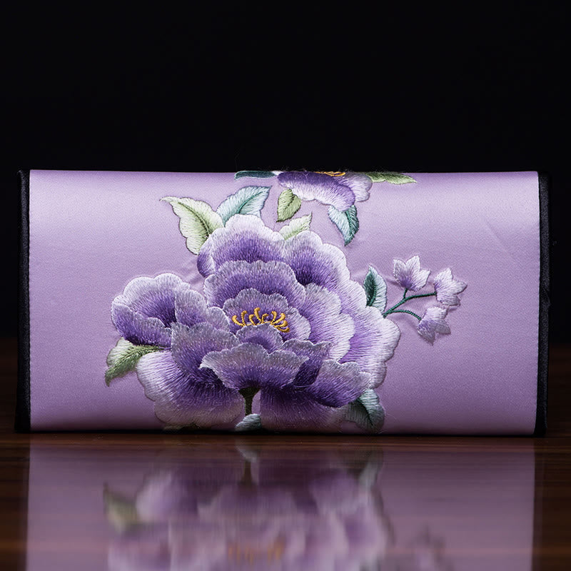 Nimara Ritual Peony Su Embroidery Journey Shopping Long Purse Handbag